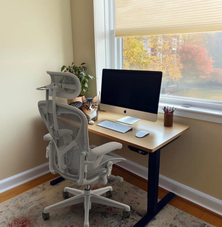 Witte Herman Miller Aeron Remastered Met Nieuwe Hoofdsteun, Maison & Meubles, Chaises de bureau, Envoi