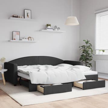 vidaXL Slaapbank met onderschuifbed en lades 90x200 cm stof, Verzenden, Nieuw