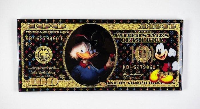 Mike Blackarts - Dagobert Duck with diamonds Plexiglass, Antiek en Kunst, Kunst | Schilderijen | Modern