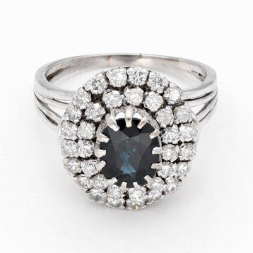 Ring - 8 karaat Witgoud Saffier - Diamant