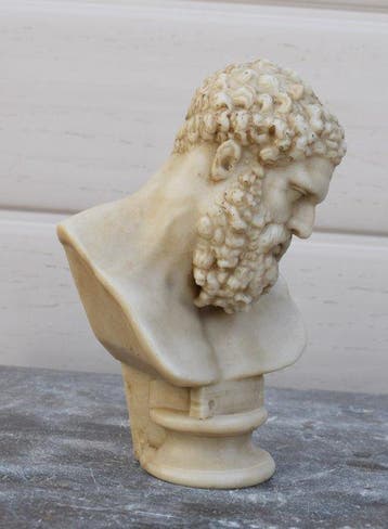 Sculpture, Ercole - 17 cm - Marbre de Carrare reconstruit
