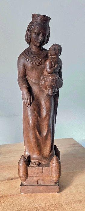 Beeld, Vierge à lEnfant - Burchtgravinne - 50 cm - Gips