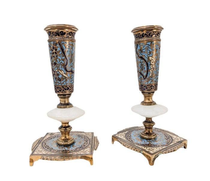 Bougeoir cloisonné - Taperstick (kleine blaker met een dunne, Antiquités & Art, Antiquités | Autres Antiquités