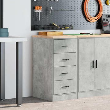 vidaXL Garagekast 40x51x85 cm massief grenenhout betongrijs, Verzenden
