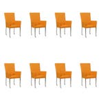 Set van 8 Leren eetkamerstoelen Deal met armleuning -, Ophalen of Verzenden, Nieuw, Leer, Eén