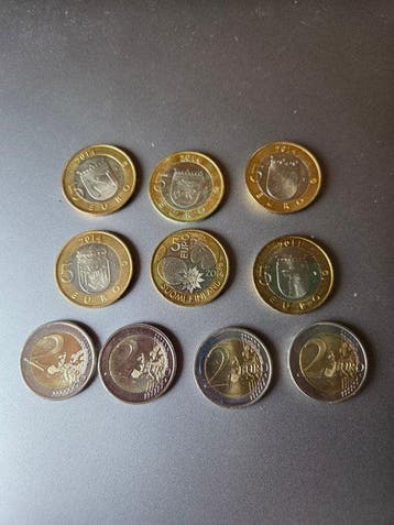 Finland. 2 Euro / 5 Euro 2011/2016 (10 coins) (Zonder