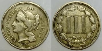 Etats-unis Vereinigte Staaten Km 95 3 Cents 1867 Coronet..., Verzenden