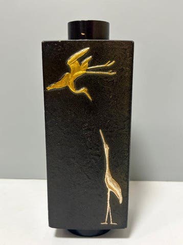 Vaas - Brons, Verfijnde Japanse gegoten bronzen vaas met