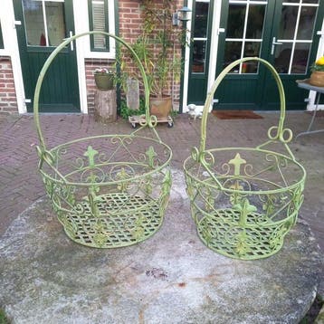 Panier (2) - Beaux paniers à plantes - Fer - 38 et 34 cm de
