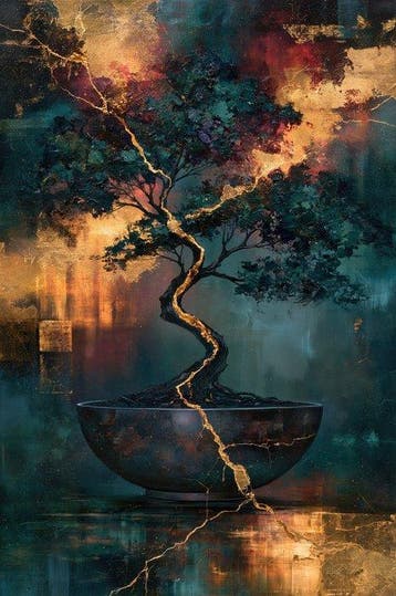 Lea Ottavi - Golden Fracture Tree · XXL · Hand signed