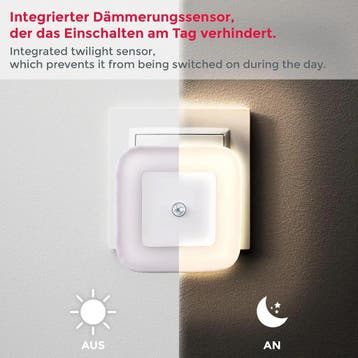 B.K.Licht - 2er Set Nachtlampje Stopcontact met Bewegings..., Ophalen of Verzenden, Nieuw