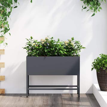 vidaXL Verhoogde Tuin Plantenbak Antraciet 60 x 26 x 45 cm, Verzenden