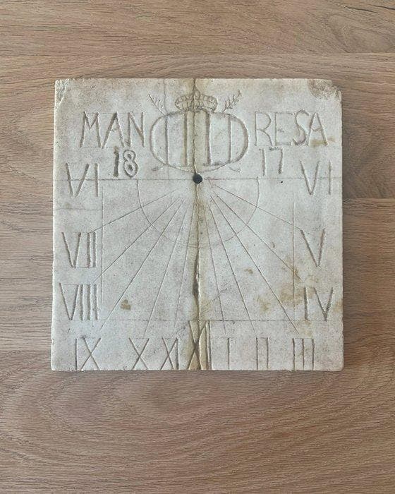 Zonnewijzer - Marmer - Spanje - 1800-1850, Antiek en Kunst, Curiosa en Brocante