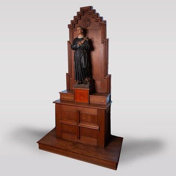 Jaren 30 altaar met kerkbeeld Heilige Gerardus - Hout, Gips