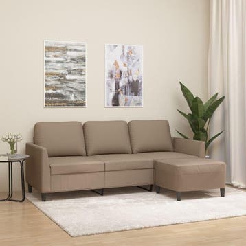 vidaXL Driezitsbank met voetenbank 180 cm kunstleer, Verzenden