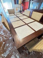 Banak - Tafel - Hout, Marmer - Banak-tafel met marmeren
