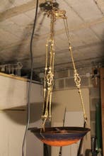 Lustre - Laiton doré, Laiton laqué - Vasque signée Schneider