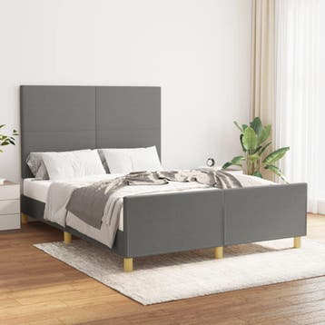 vidaXL Bedframe zonder matras stof donkergrijs 140x190 cm, Verzenden