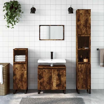 vidaXL Badkamerkast 58x33x60 cm bewerkt hout gerookt, Verzenden, Nieuw