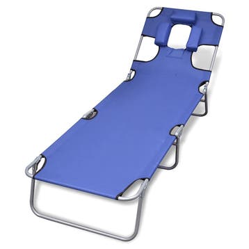 vidaXL Ligbed inklapbaar met hoofdkussen gepoedercoat staal, Verzenden