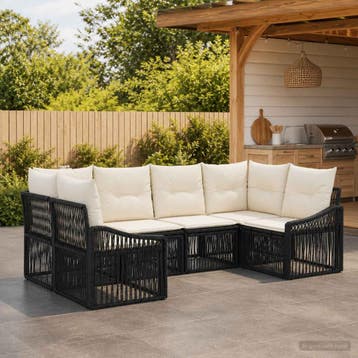 vidaXL Tuinbank Set 6 st 6-Aantal zitplaatsen Zwart poly, Verzenden