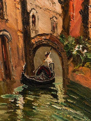 Italiaanse school (XX) - Veduta veneziana, Antiek en Kunst