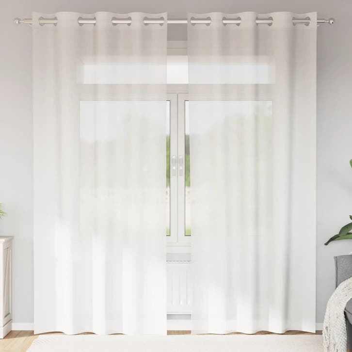 vidaXL Gordijnen voile met doorvoertules 2 st wit, Huis en Inrichting, Stoffering | Gordijnen en Lamellen, Nieuw, Verzenden