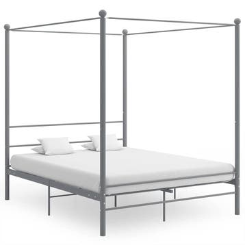 vidaXL Hemelbedframe metaal grijs 160x200 cm, Huis en Inrichting, Slaapkamer | Bedden, Verzenden, Nieuw