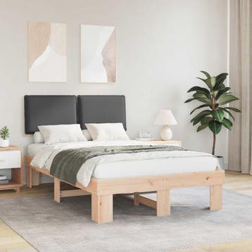 vidaXL Bedframe met Gevoerde Hoofdbord Donkergrijs 120 x 200, Verzenden, Nieuw