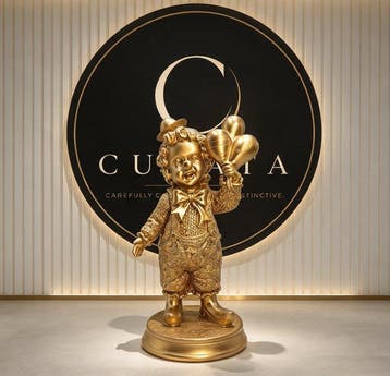 Beeldje - Statuina di Pagliaccio in Resina Dorata con