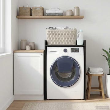 vidaXL Wasmachinekast Zwart Eiken 67,5 x 48 x 97 cm Bewerkt, Verzenden, Nieuw
