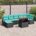 vidaXL Tuin Eettafel Set met kussen 8 pcs Zwart en, Verzenden, Nieuw