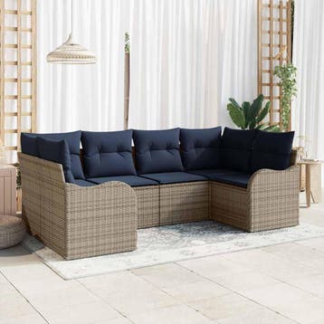 vidaXL Bankstel 6 st Grijs [Synthetisch]: Poly Riet, Tuin en Terras, Verzenden, Nieuw