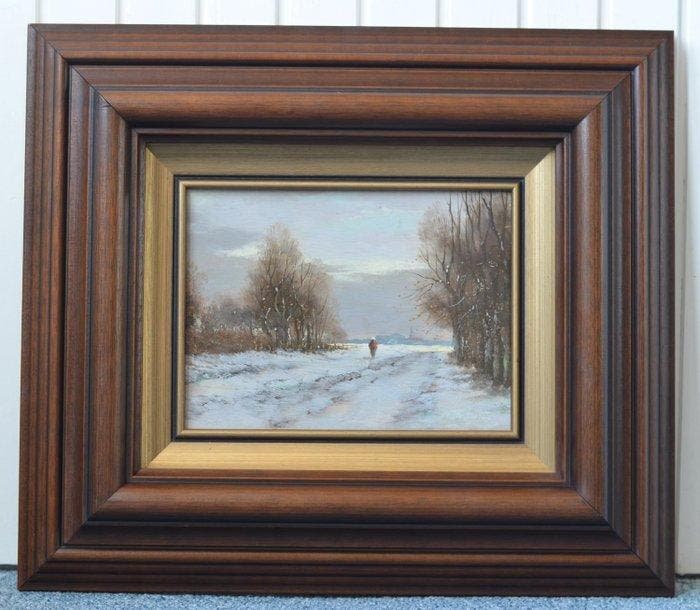 Han van Dam (1901-1975) - Winterlandschap in Laren met de, Antiek en Kunst, Kunst | Schilderijen | Klassiek