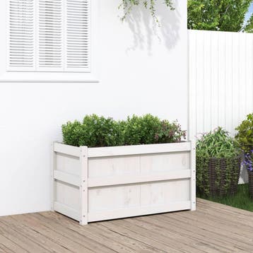 vidaXL Plantenbak 90x50x50 cm massief grenenhout wit, Verzenden, Nieuw