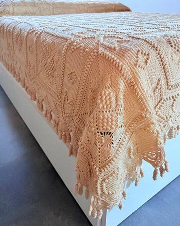 Couvre-lit - 220 cm - 220 cm - Couverture au crochet