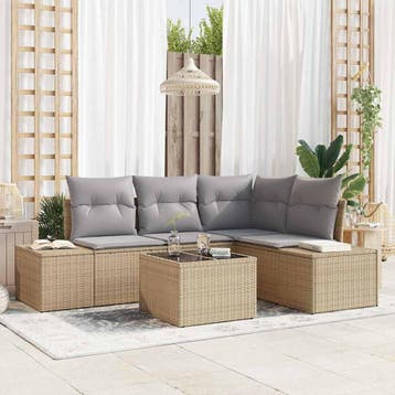 vidaXL Tuinbank Set met opslag Beige en Lichtgrijs poly, Verzenden