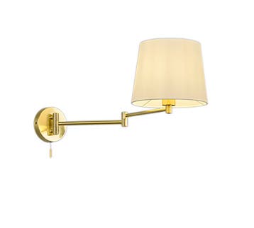 Trio LYON wandlamp | E27 Fitting | messing mat met wit | 25,, Verzenden