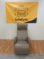 Beige echte lederen fauteuil met relaxfunctie / SofaCycle, Ophalen of Verzenden