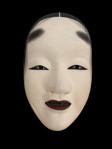 Noh masker - Hout, Prachtige Japanse houten Noh-masker