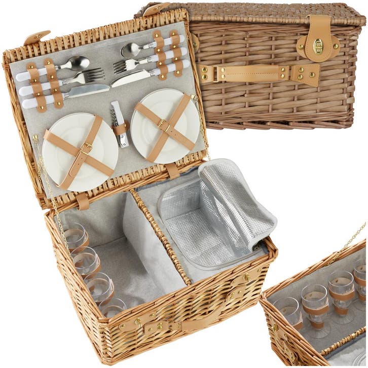 Picknickmand Föhr voor 4 personen, met koelvak & accessoires, Hobby & Loisirs créatifs, Paniers de pique-nique, Envoi