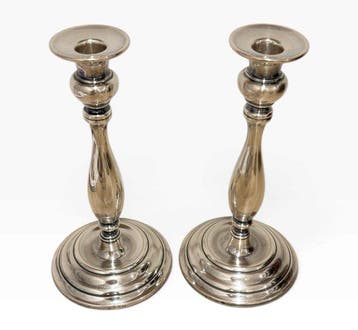 Kaarsenhouder - .925 zilver - Paar kandelaars, Antiek en Kunst