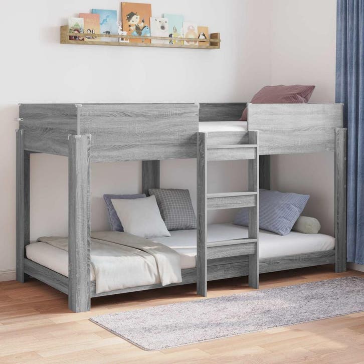 vidaXL Stapeld bed voor kids Grijs Sonoma 100 x 200 cm, Huis en Inrichting, Slaapkamer | Bedden, Nieuw, Verzenden