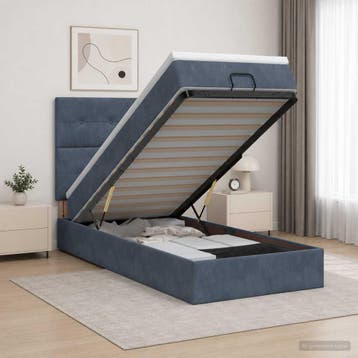 vidaXL Ottoman bed met matras Donkergrijs 100 x 200 cm, Verzenden