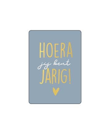 3x Mini Kaartje Blauw Hoera jij bent jarig, Ophalen of Verzenden
