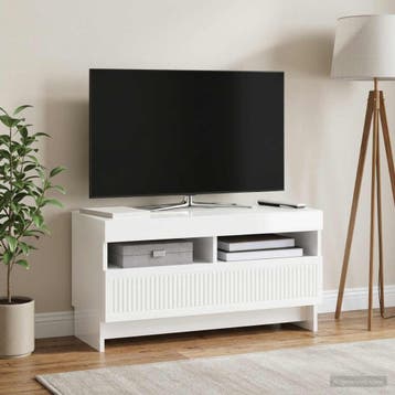 vidaXL LED tv-meubel Hoogglans Wit Bewerkt hout, Verzenden, Nieuw