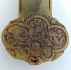 Chinois ancien quartz aventurine Talisman en perles : idole