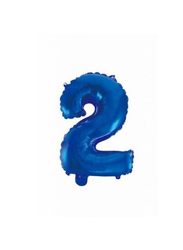 Folie Ballon Cijfer 2 Blauw 41cm met Rietje, Verzenden