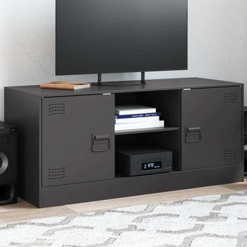 vidaXL Tv-meubel 99x39x44 cm staal zwart, Verzenden