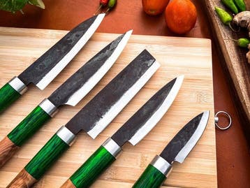 Keukenmes - Kitchen knife set - 758 - Staal, Hout,